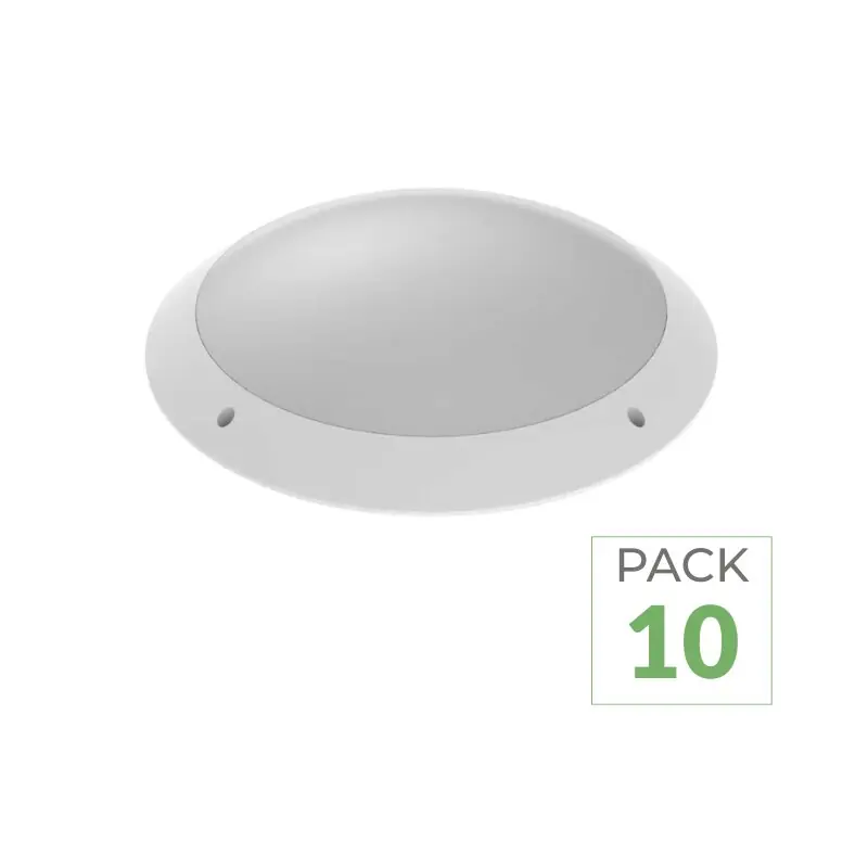 Pack de 10 - Hublot LED IP65 IK10 ø30 cm avec Détecteur pour 2 Ampoules E27