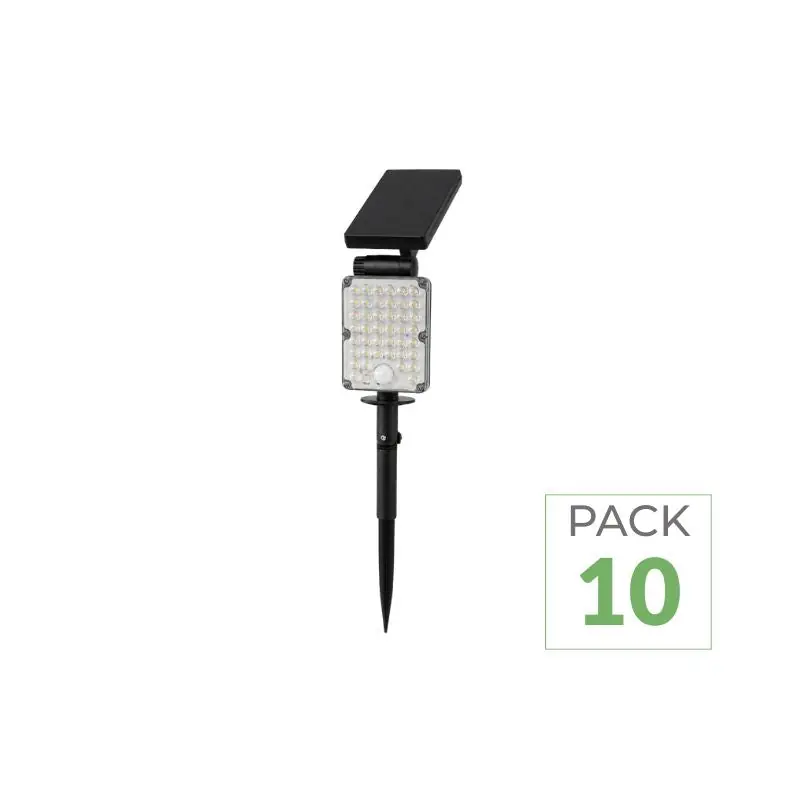 Pack de 10 - Spot LED Extérieur CCT à Piquer IP65 Solaire 8W 1150lm 144lm\\/W avec Détecteur