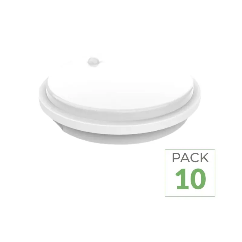Pack de 10 - Hublot LED Extérieur Rond 10W IP54 Blanc avec détecteur de mouvement