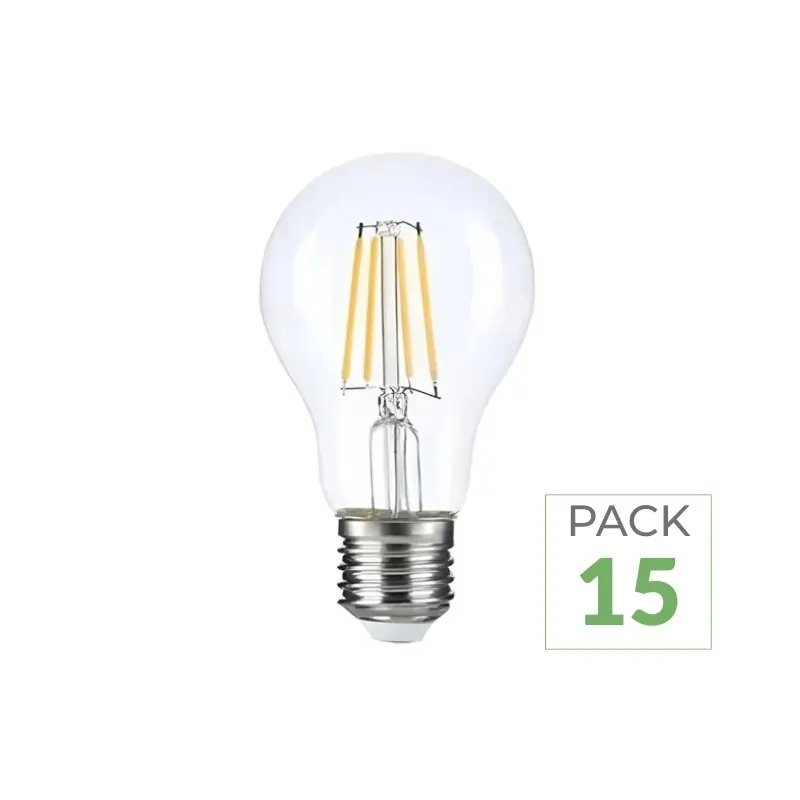 Pack de 15 - Ampoule LED E27 A60 3.8W Filament Classe Énergétique A 210lm\\/W