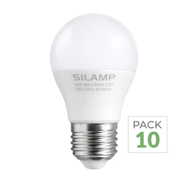 Pack de 10 - Ampoule E27 LED 8W 220V G45 300°