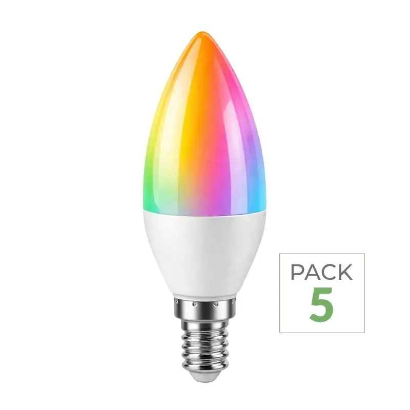 Pack de 5 - Ampoule LED Connectée Wifi E14 5.5W RGBW C37