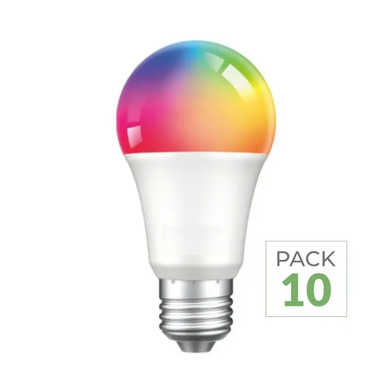Pack de  10 - Ampoule LED Connectée Wifi E27 9W RGBW A60