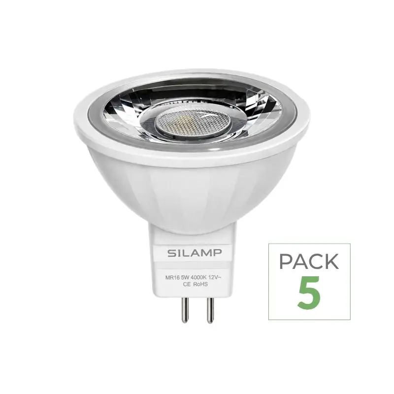 Pack de 5 - Ampoule LED GU5.3 \\/ MR16 12V 8W SMD 80°