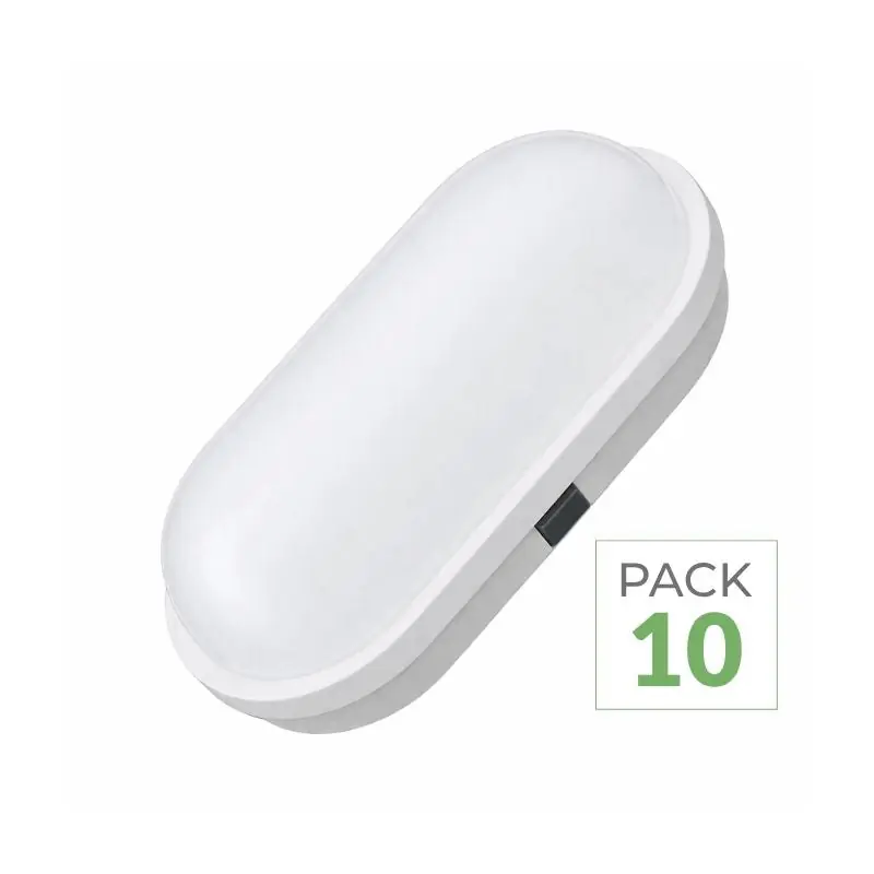 Pack de 10 - Applique LED Murale 20W Blanche Ovale IP65