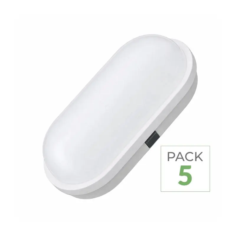 Pack de 5 - Applique LED Murale 20W Blanche Ovale IP65
