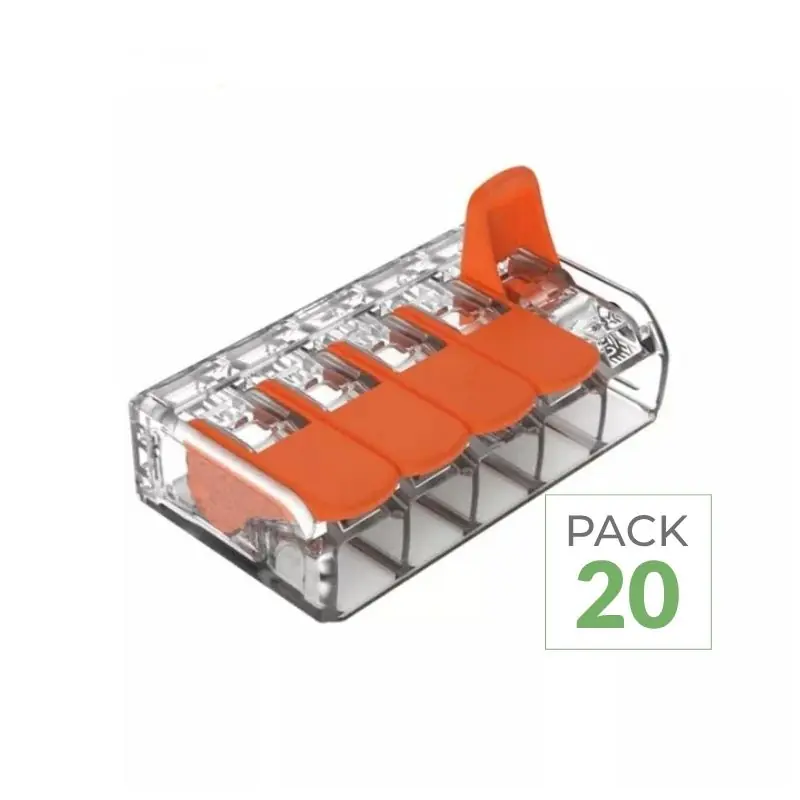 Pack de 20 - Borne de raccordement à levier 5 entrées