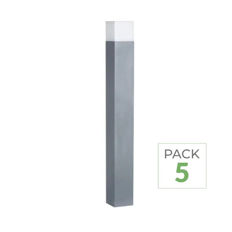 Pack de 5 - Borne LED Extérieure 80cm GRIS IP54 Aluminium