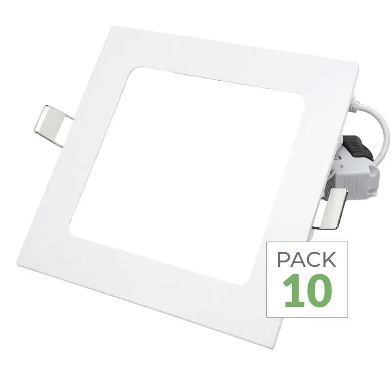 Pack de 10 - Downlight Dalle LED 24W Extra Plate Carrée BLANC