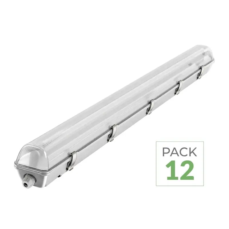 Pack de 12 - Kit de Réglette LED étanche + Tube Néon LED 150cm T8 22W