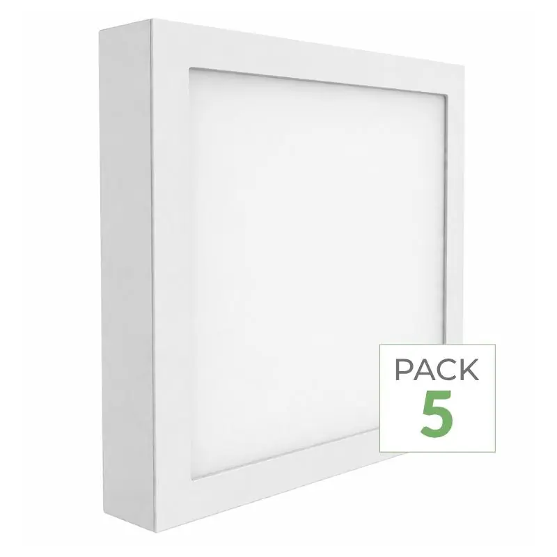 Pack de 5 - Plafonnier LED 24W 220V Carré