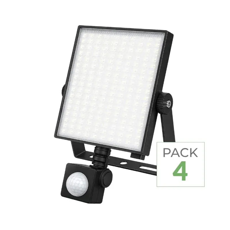 Pack de 4 - Projecteur LED Connecté WiFi RGBW 20W IP44 avec Détecteur de Mouvement