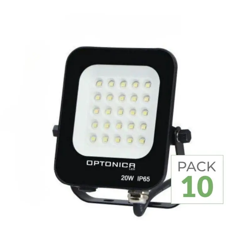 Pack de 10 - Projecteur LED Extérieur SMD 20W IP65 Noir
