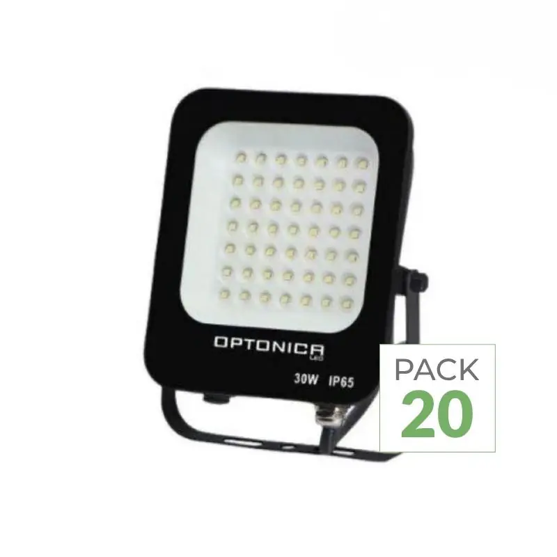 Pack de 20 - Projecteur LED Extérieur SMD 20W IP65 Noir