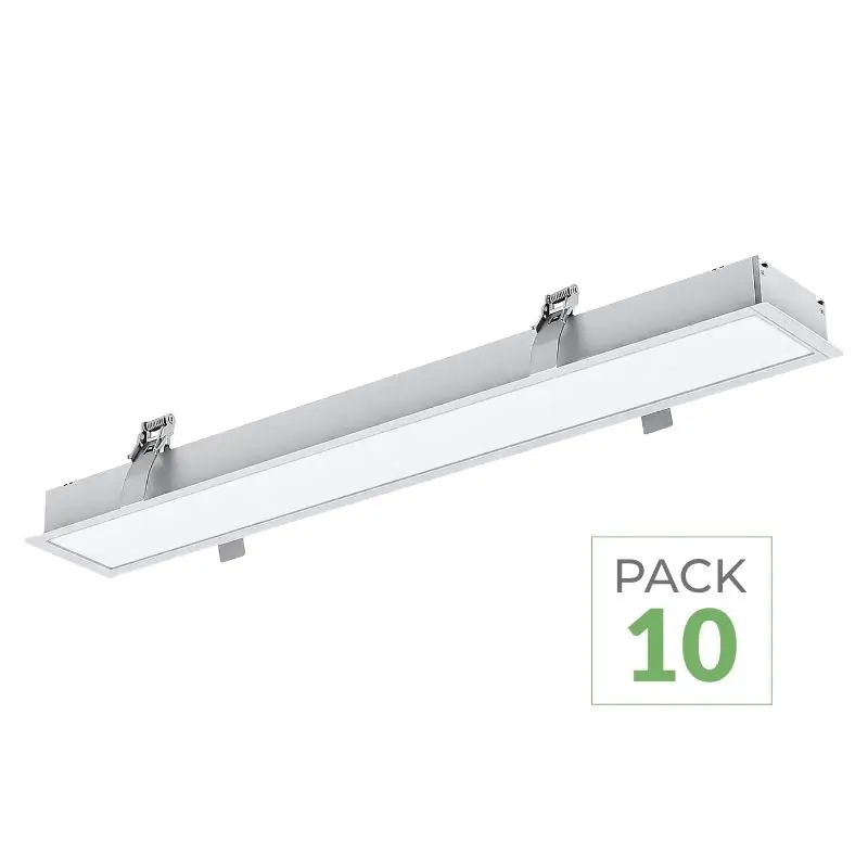 Pack de 10 - Réglette encastrable 35W BLANC 7.5 x 3.5 x 120 cm