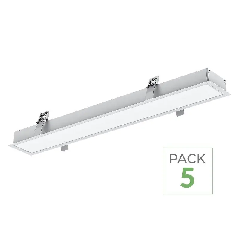 Pack de 5 - Réglette encastrable 35W BLANC 7.5 x 3.5 x 120 cm