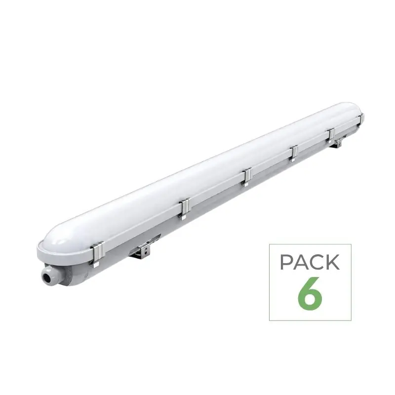 Pack de 6 - Réglette LED 120cm 22\\/28\\/34\\/40W étanche CCT avec détecteur de lumière
