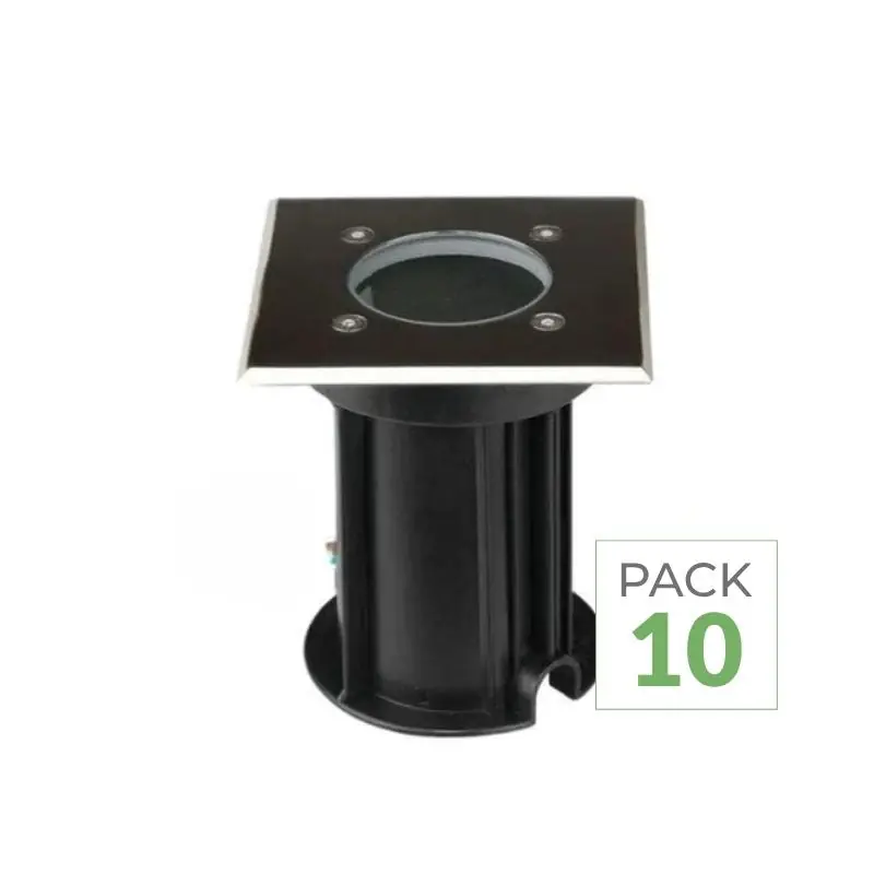 Pack de 10 - Spot LED Extérieur Encastrable Carré IP65 pour Ampoule GU10