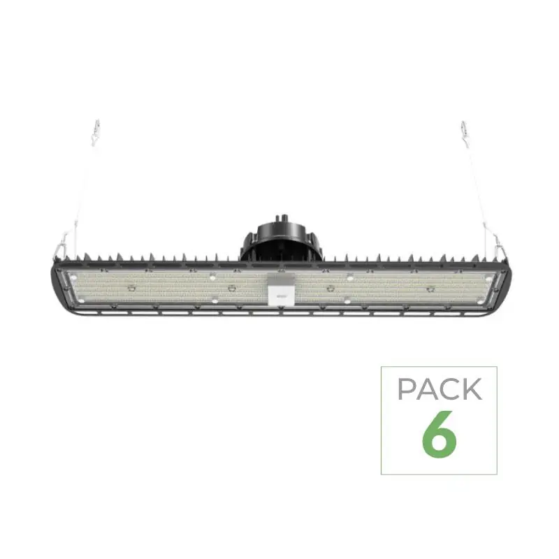 Pack de 6 - Suspension LED industrielle linéaire 150W\\/200W\\/250W 185lm\\/w avec Détecteur de Mouvement - Garantie 5 ans