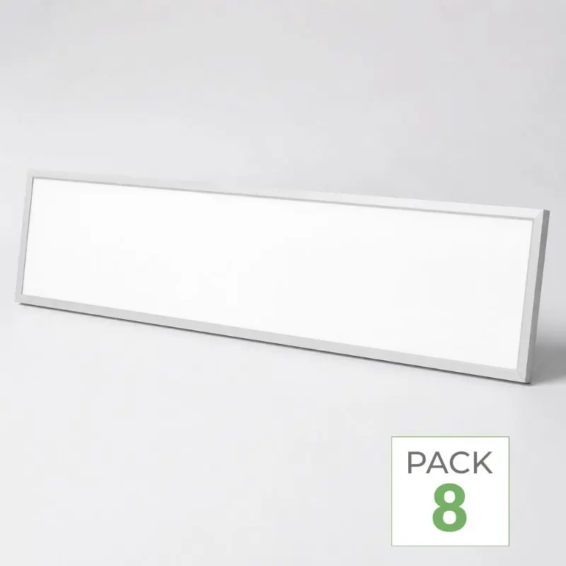 Pack de 8 - Panneau LED Backlit CCT 120x30cm 28W UGR<19 140lm\\/W Cadre Blanc - 3000K\\/4000K\\/6000K