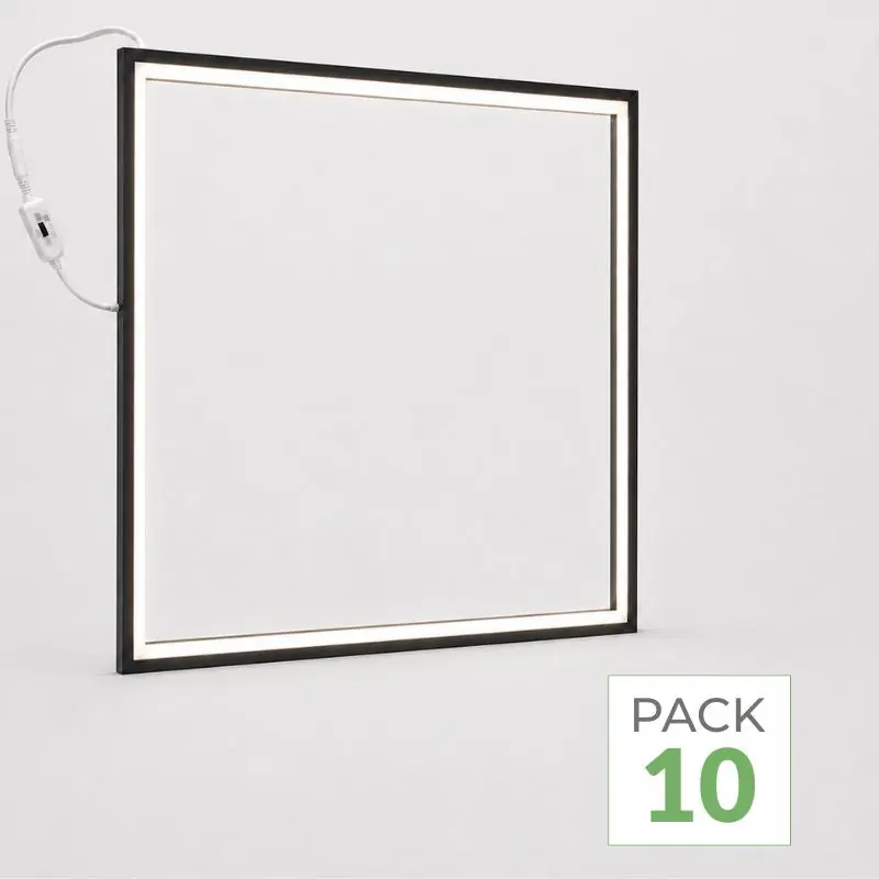 Pack de 10 - Dalle LED Cadre Lumineux CCT 60x60 36W - Cadre Noir