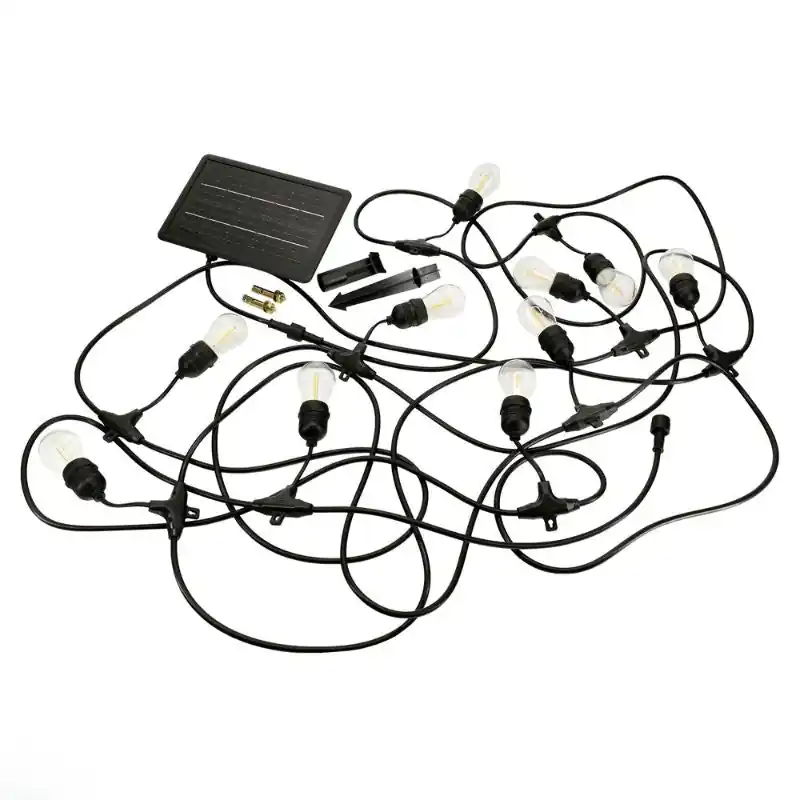 Guirlande Guinguette Solaire LED 10M 10pcs 3W - Câble Noir