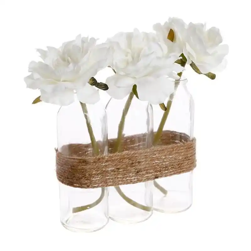 Kunstmatige rozen 23cm glazen vaas