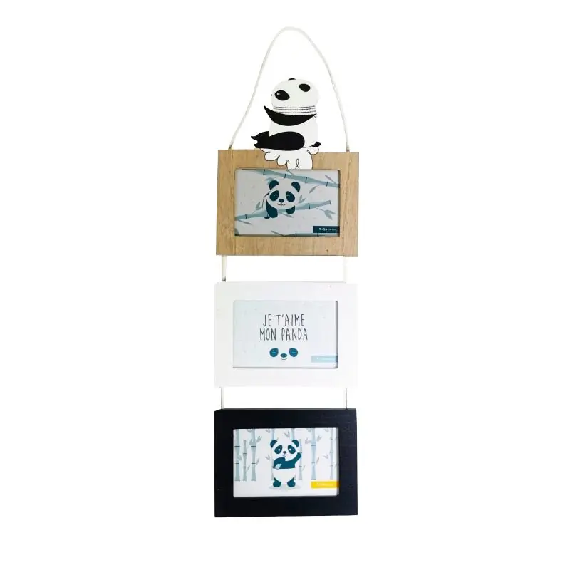 Fotoframes voor 3 foto's 9x14 cm houten panda