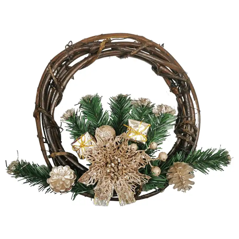 Houten kerstkroon 30 cm wit