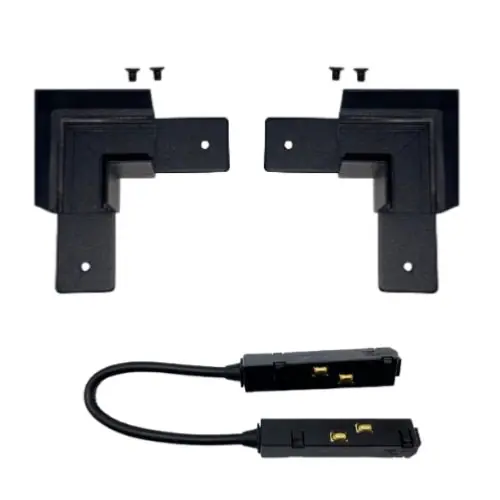 90 ° hoekconnector voor magnetische rail in zwarte projectie + flexibele connector
