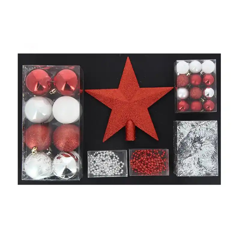 Christmas Ball Kit & Red Crest \\/ Silver - Set 44 PCS