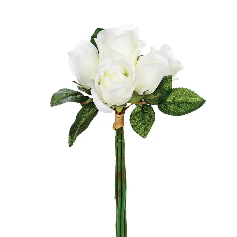 Witte kunstmatige rozen 31 cm boeket van 7
