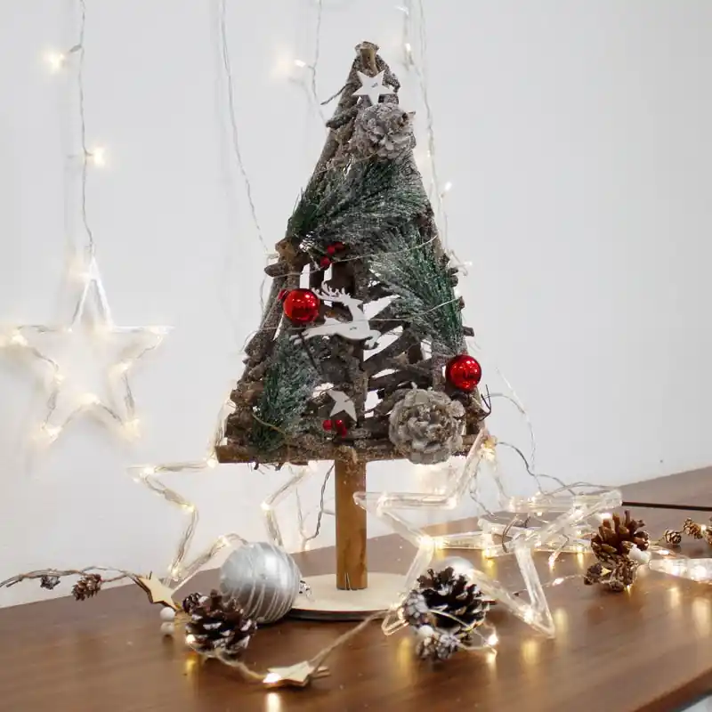 Decoratieve houten boom 15led H.43cm (inbegrepen batterijen)