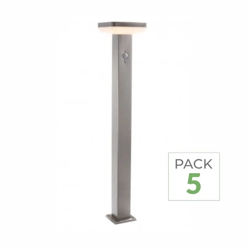 LED Solar Terminal 4.4W 80 cm Square IP44 con detector de aluminio (paquete de 5)