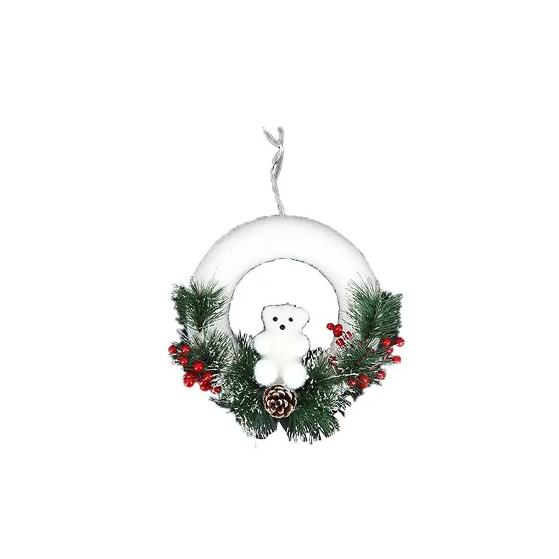 Corona de Navidad blanca oso polar 27 cm