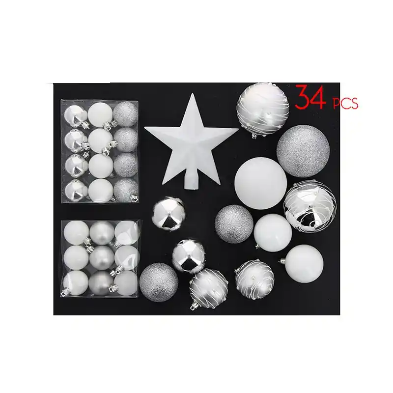 Kit de bola de Navidad y inconveniente blanco \\/ plata - set 34 PCS