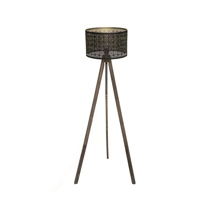 Lámpara de salón de metal y pino H149cm