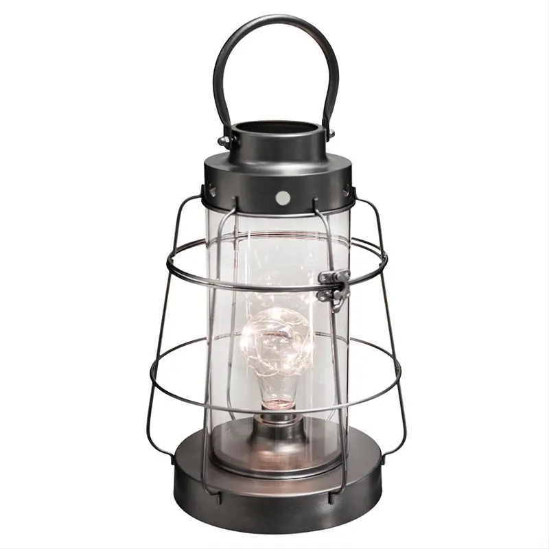 Linterna LED de metal y vidrio 30 cm - negro