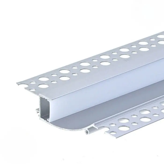 Perfil de Aluminio Empotrable 2m para Escayola Tapa Blanca Opaca