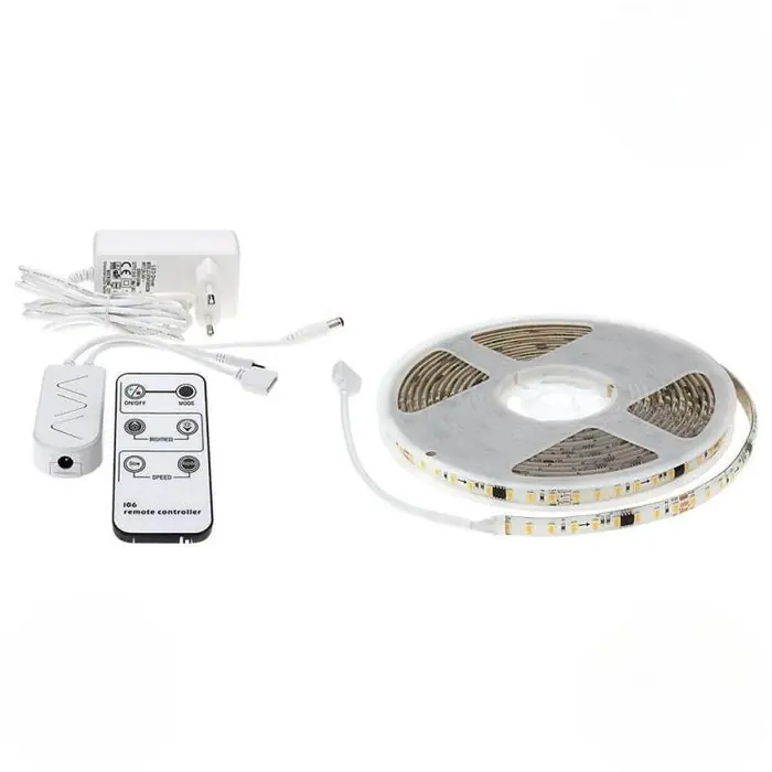 Tira LED 5M Efecto Dinámico 126LED\\/m 12V IP65 + Mando a Distancia y Transformador