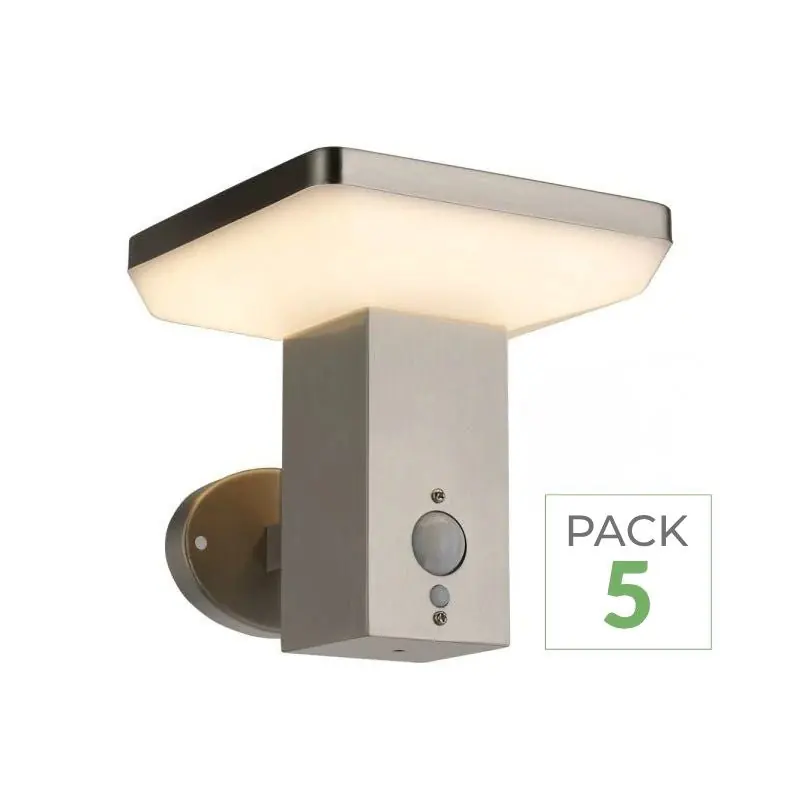 Parede LED solar LED 4,4W IP44 quadrado com detector de alumínio (pacote de 5)
