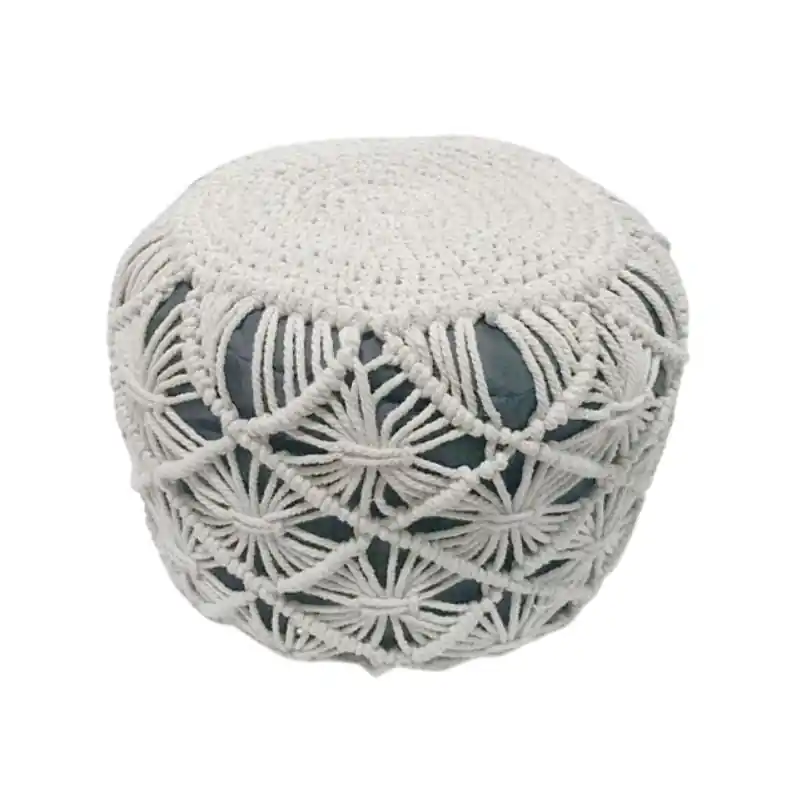Macrame -Braided Round Pouf 40 x 40 x 30 cm