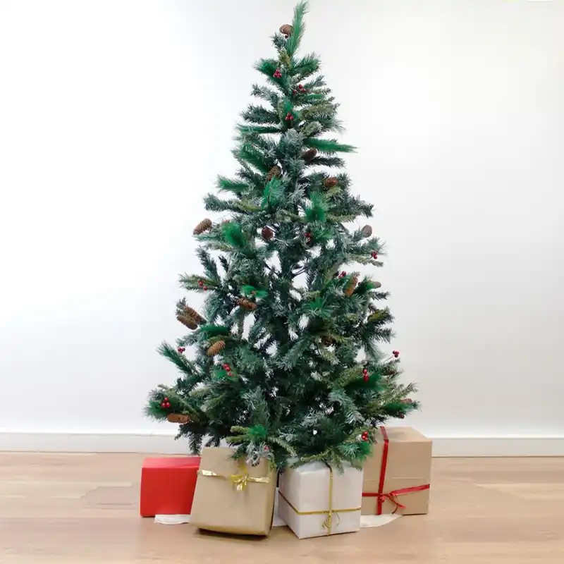 Árvore artificial 180cm Luxo 660 cabeças com pinheiros e frutas vermelhas