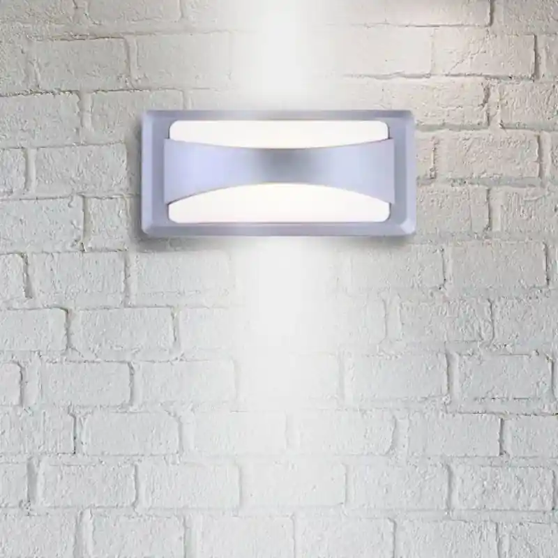 Aplique LED retangular 12W IP65 cinza