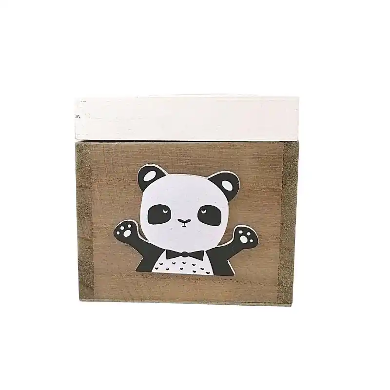 Panda-Aufbewahrungsbox aus Holz, 13 x 12 x 13 cm