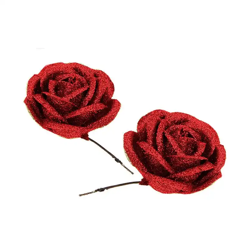 Dekorative Glitzer-Kunstblumen - Set 2-tlg