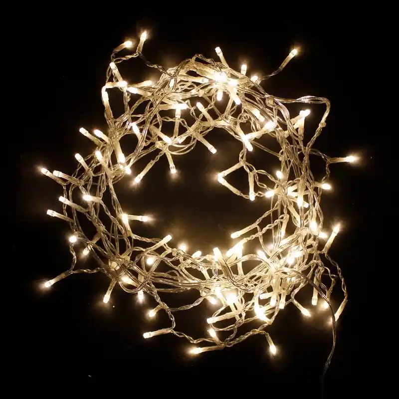 Lichtvorhang 120LED IP44 2M - transparentes Kabel, WARMWEISS