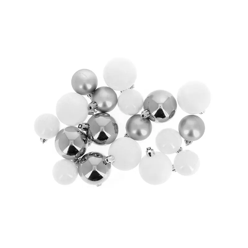 Weihnachtskugeln SILBER \\/ WEISS 18 Stück Ø3cm \\/ Ø5cm