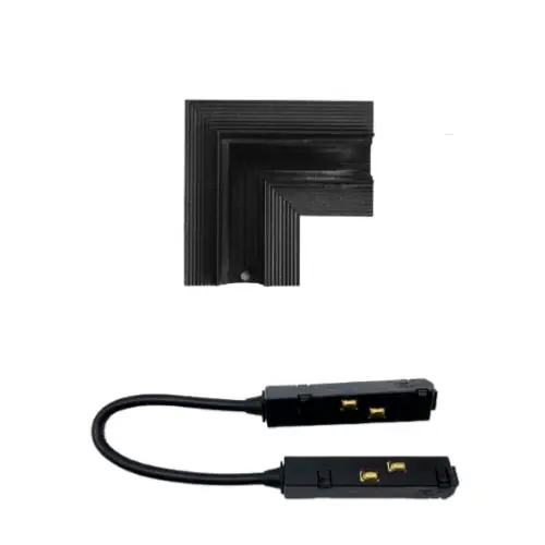 90°-Winkelverbinder für schwarze versenkte Magnetschiene + flexibler Verbinder