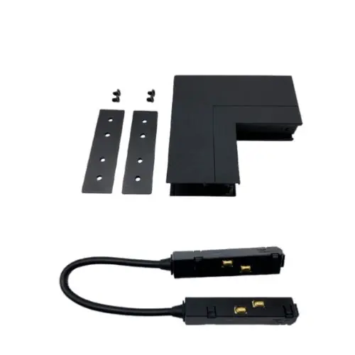 Abgehender Winkelverbinder für Aufputz-Magnetschiene schwarz + flexibler Verbinder